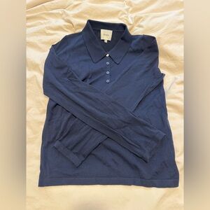 Reformation Midnight Blue merino wool polo